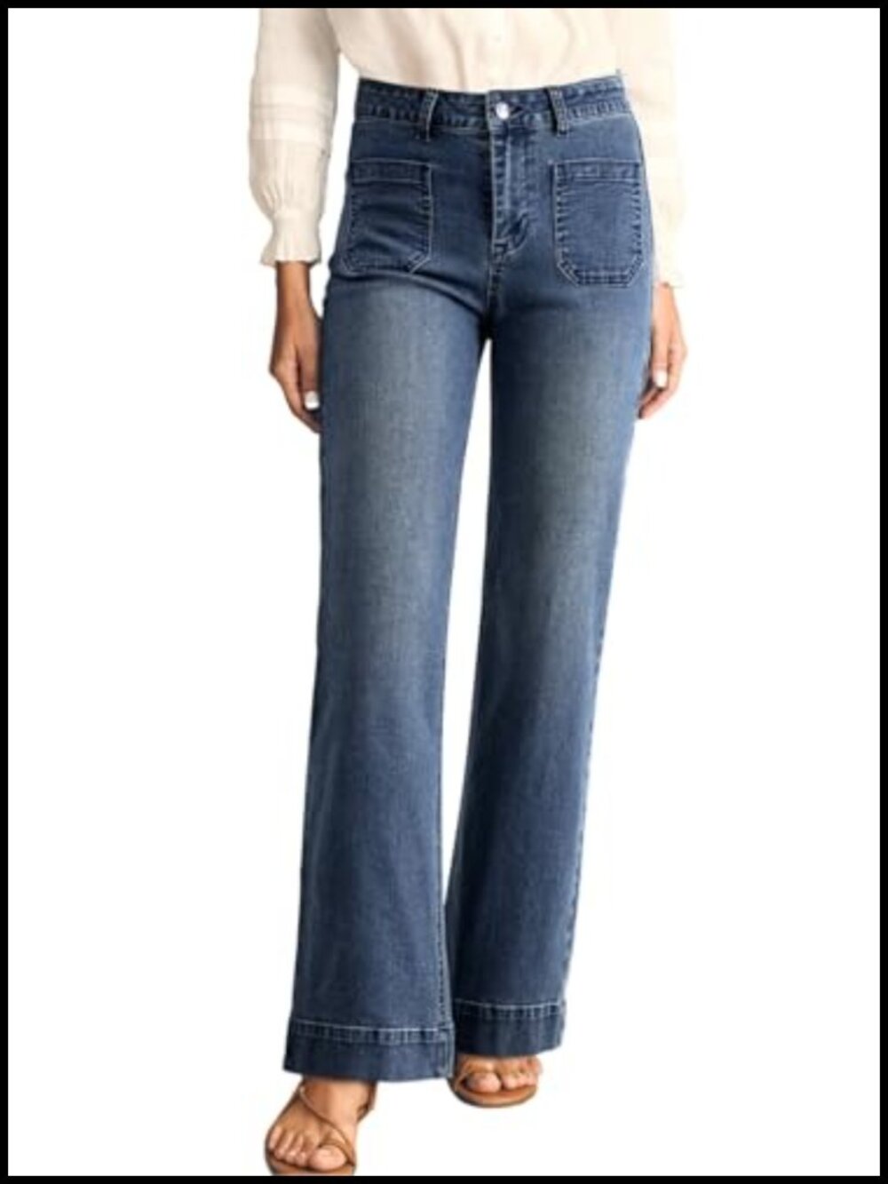 Astylish Wide Leg High Waisted Stretchy Straight Leg Jeans
